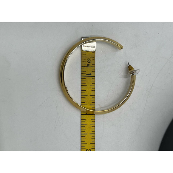 Karl Lagerfeld Signed Large Heavy Gold Plated Hoop Earrings - Picture 14 of 14